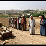 **

Prompt: "Impoverished Tunisian farmers selling land to wealthy French colonizers, forced labor, economic inequality, evoking resentment and the rise of nationalism, historical setting."

**